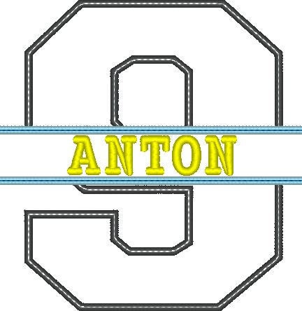 Split Athletic Collegiate Number Applique