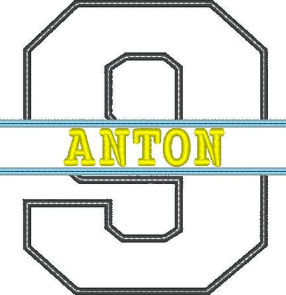 Split Athletic Collegiate Number Applique