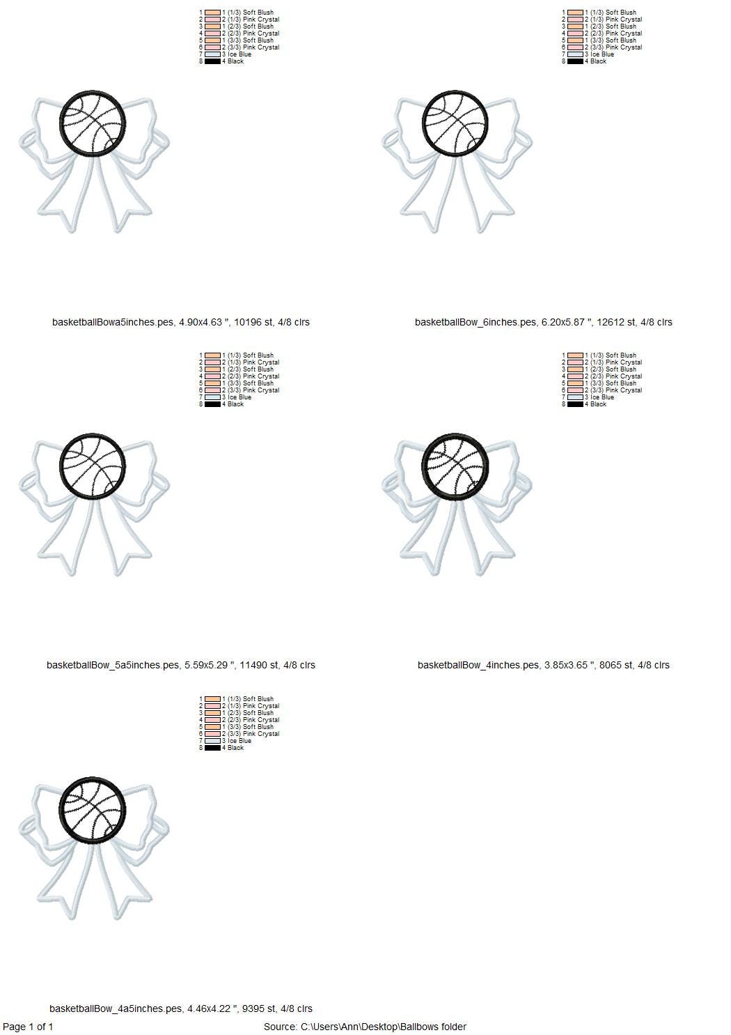 Basketball Sports Bow Applique