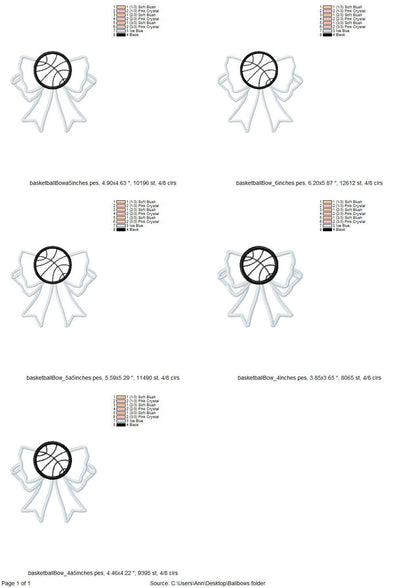 Basketball Sports Bow Applique