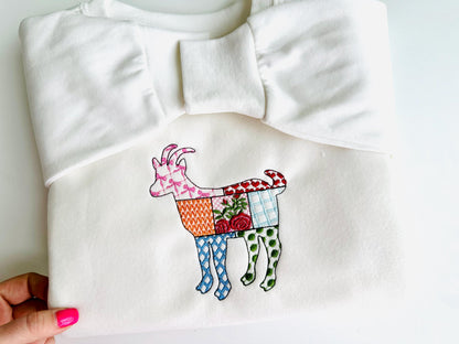 Patchwork Goat Farm animal patterned Goat silhouette outline machine