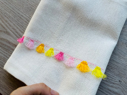 Fringed bottom border fringe tassel Machine Embroidery Designs towel