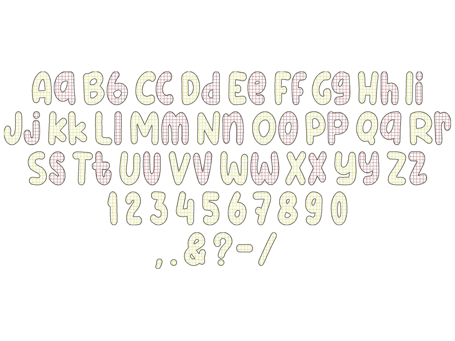 Quick Sketch Stitch Plaid Patterned Font
