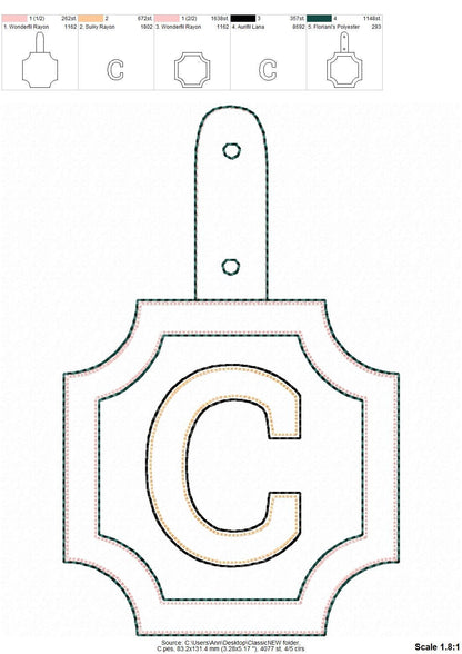 Puffy Puff Foam Classic Monogram Keychain ITH