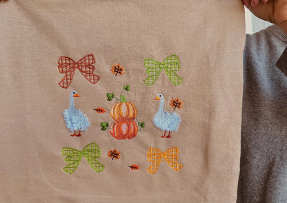 Thanksgiving Fall Pumpkin Goose SET of 5 designs Bows in a row Bow