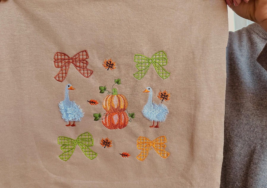 Thanksgiving Fall Pumpkin Goose SET of 5 designs Bows in a row Bow