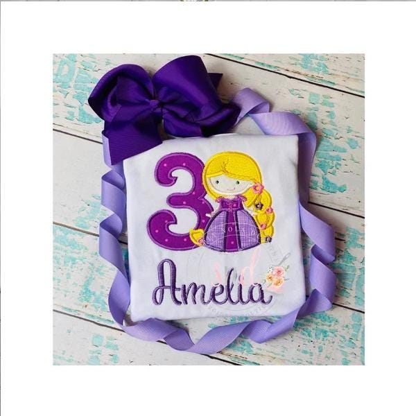 Girly with wide satin stitch Birthday Numbers Applique kids outfit