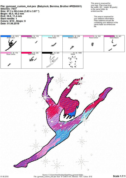 Gymnast Dancer Sparkling Outline