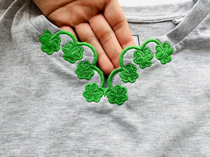 Shamrock Clover Neckline Cutout ITH