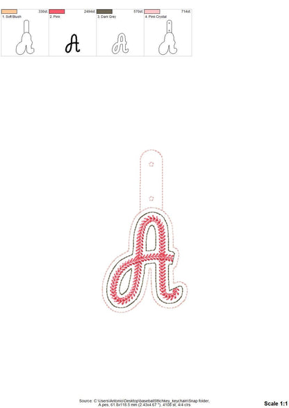Baseball Stitch Sports Monogram Keychain