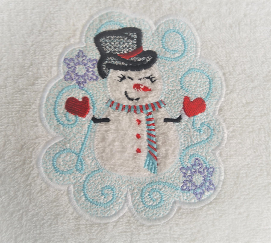 Snowman Embossed Terry Towel