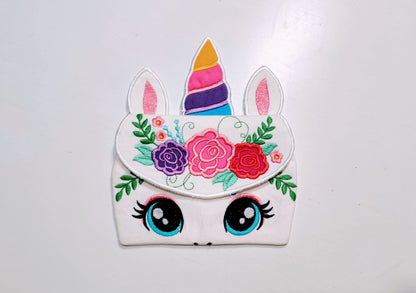 Floral Unicorn Zipper Bag ITH