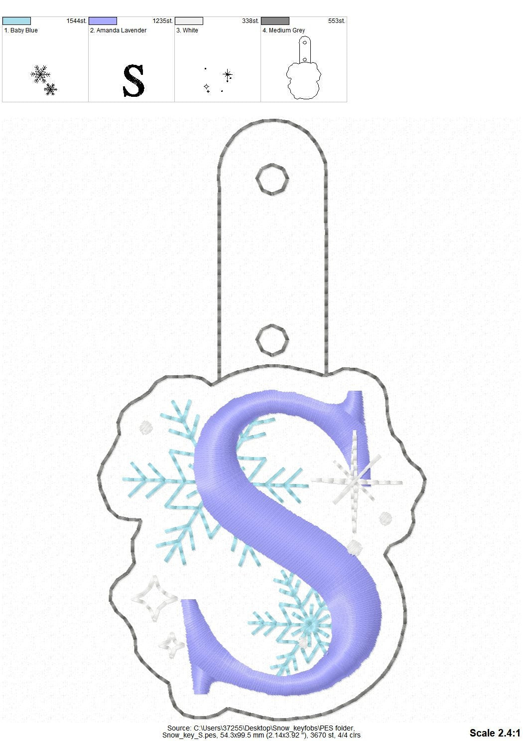 Christmas Snowflake Monogram Keychain