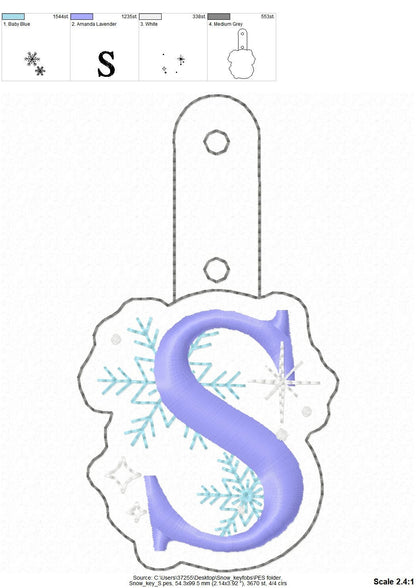 Christmas Snowflake Monogram Keychain