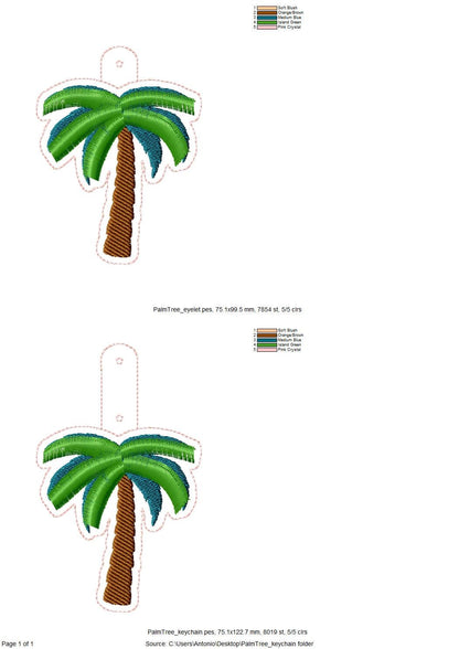 Beach Palm Tree Eyelet And Key Fob