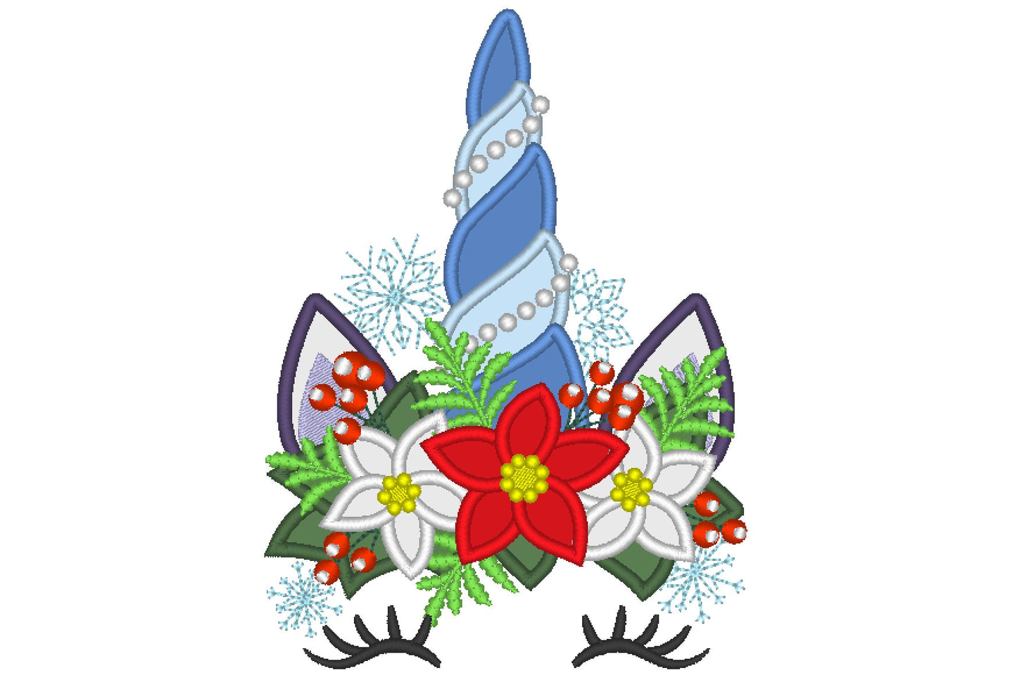 Christmas Unicorn Head with Floral Crown