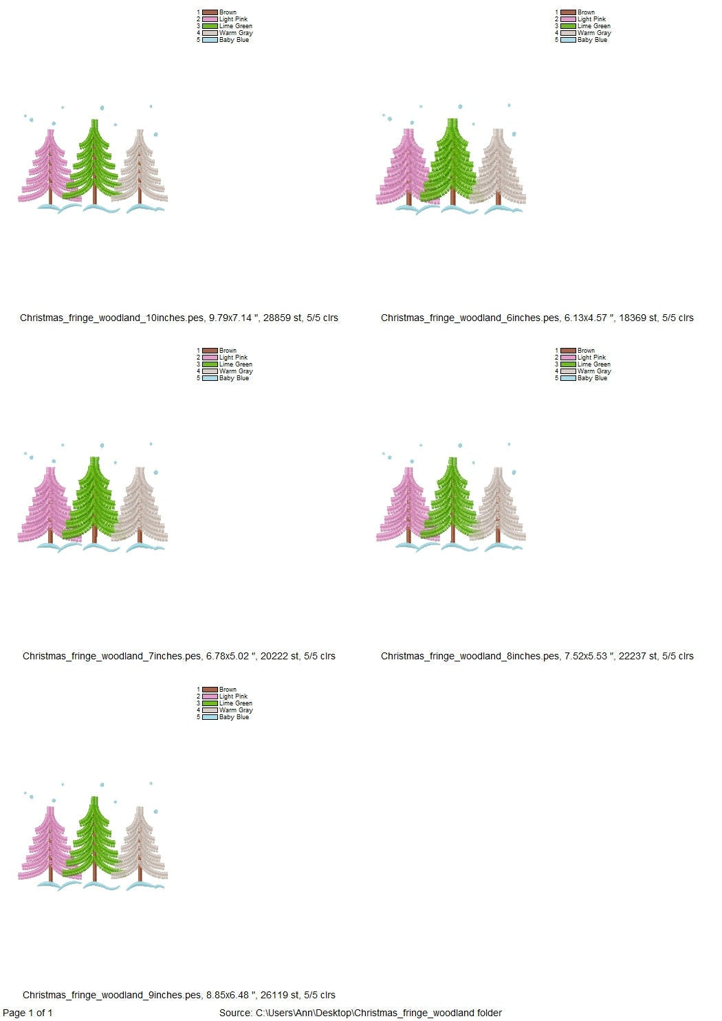 Fringed Christmas Tree 3 in a row