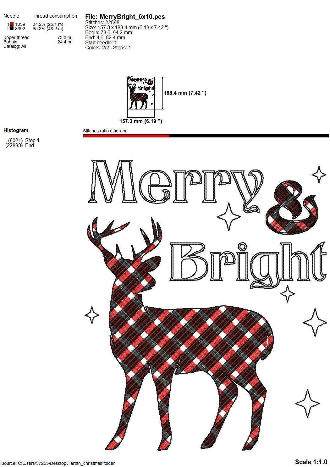 Gingham Tartan Patterned Christmas Saying Set