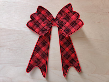 Plaid Christmas Bow 3D Feltie