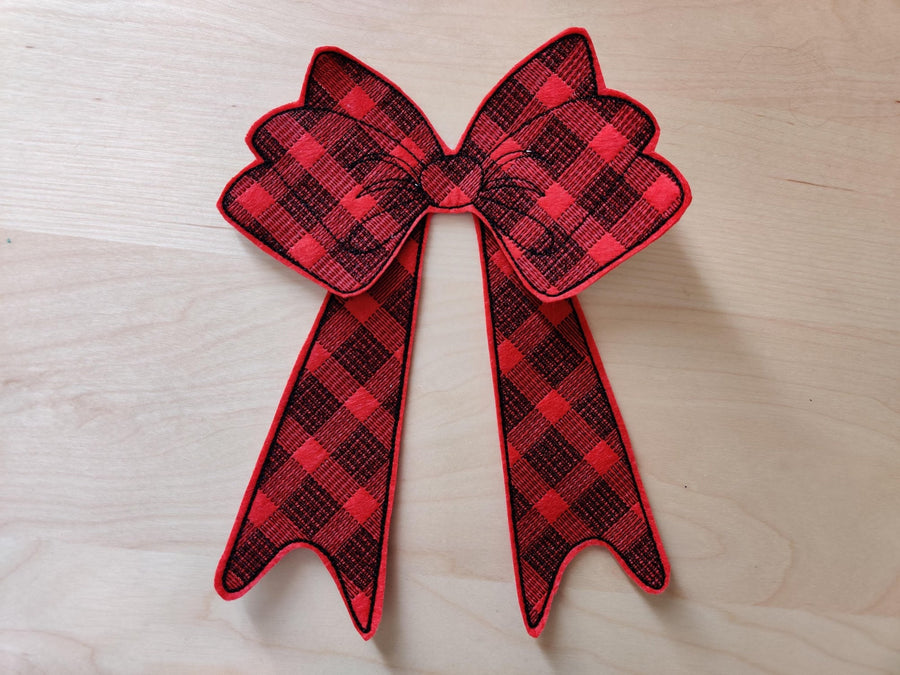 Plaid Christmas Bow 3D Feltie