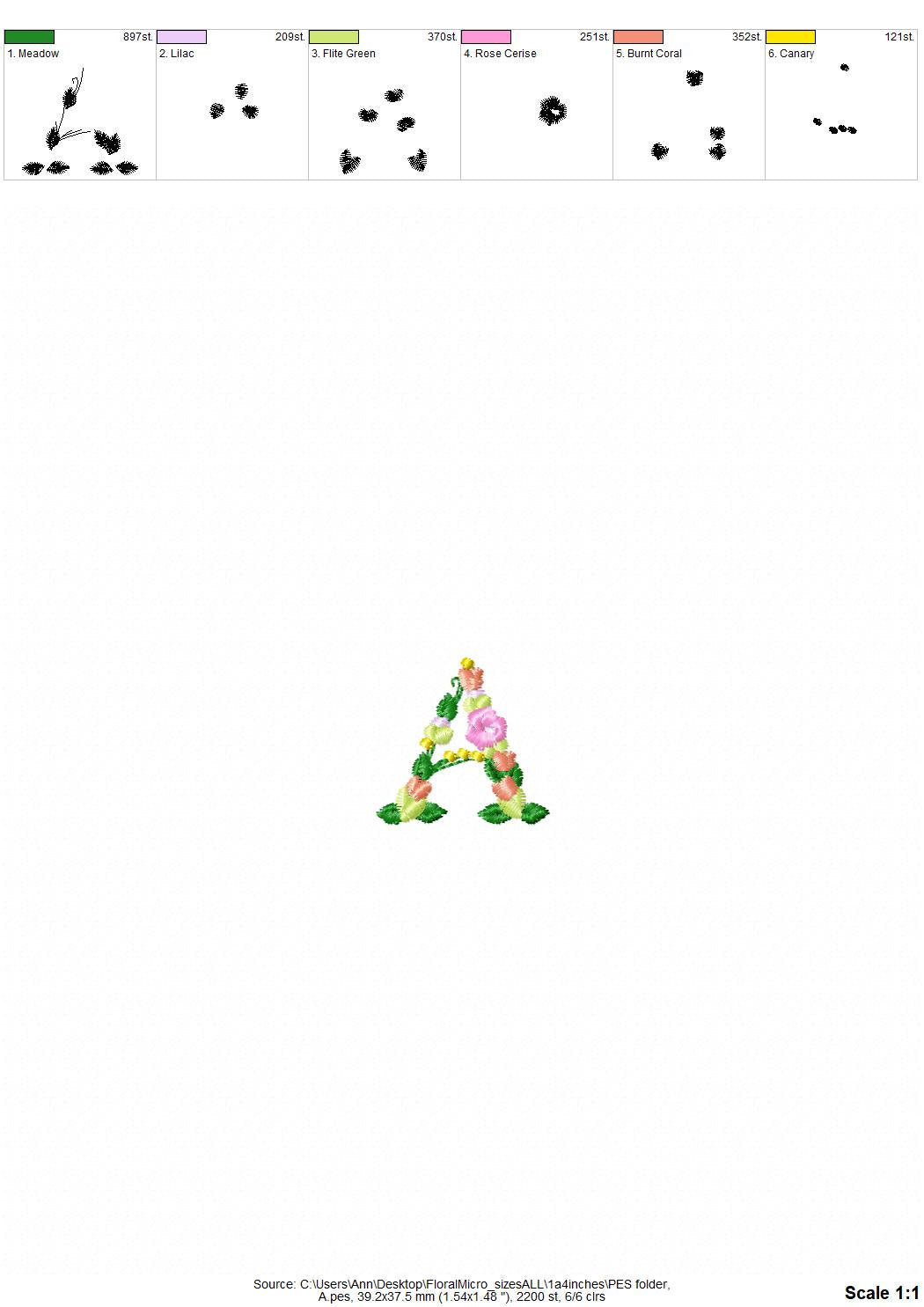 Mini Roses Floral Font