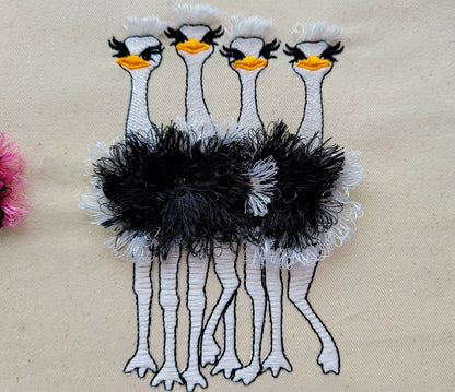 Fringed Ostrich Flock of 4