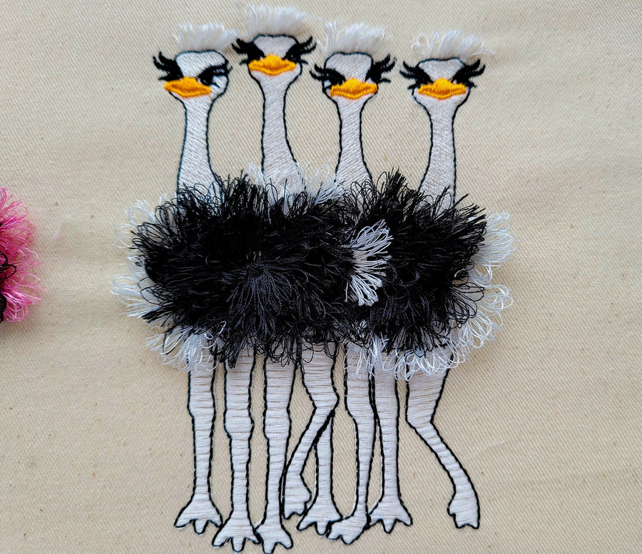 Fringed Ostrich Flock of 4
