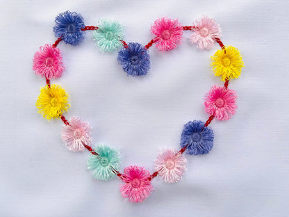 Fringed Pom Poms Valentine Heart