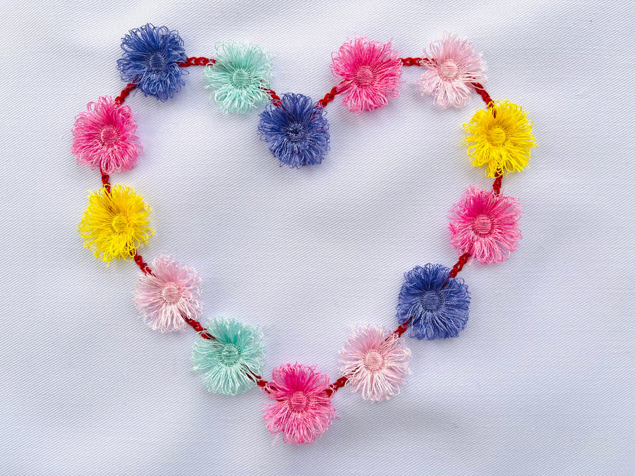 Fringed Pom Poms Valentine Heart