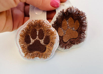 Fringed Dog Puppy Paw Keychain