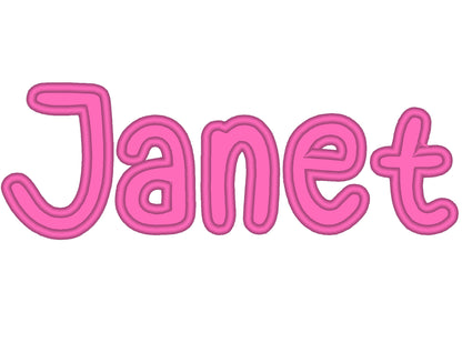 Satin Stitch Outline Applique Font Janet