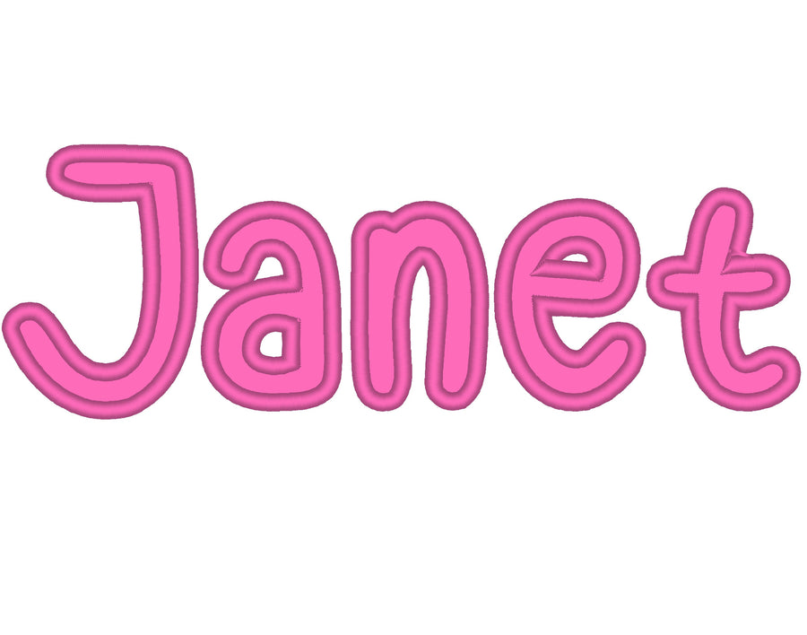 Satin Stitch Outline Applique Font Janet