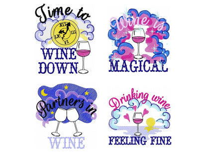 Stunning funny towel embroidery designs, wine cute quotes sayings