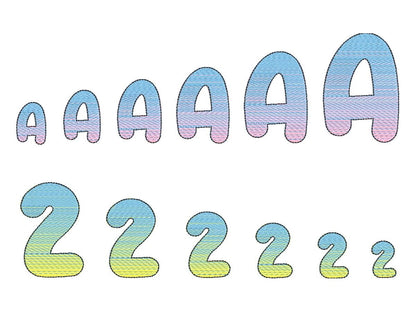 Iridescent 2-Color Ombre Gradient Bubble Font