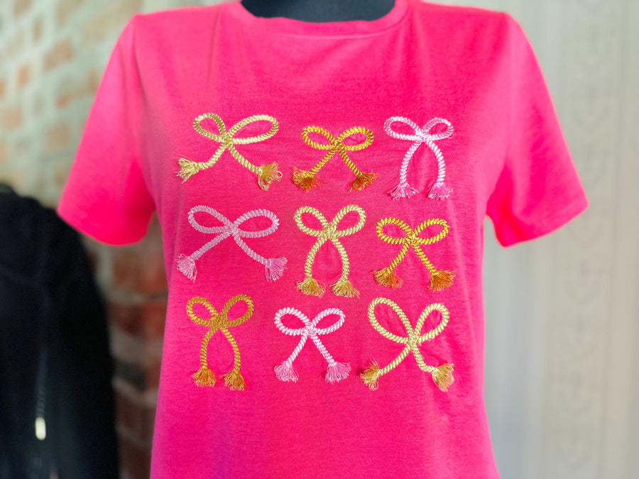 Rope Stitch Bow with Fringed Tassels Set