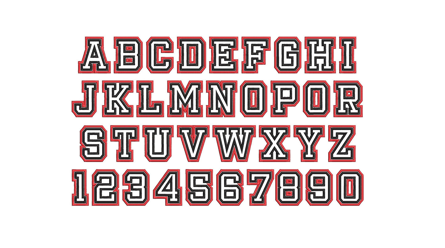 Two layers double applique and outline Athletic Sport High School Team
