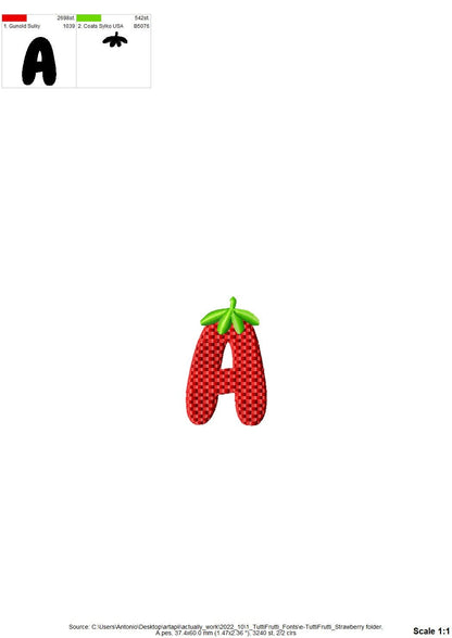 Tutti Frutti Strawberry berry FONT machine embroidery designs in