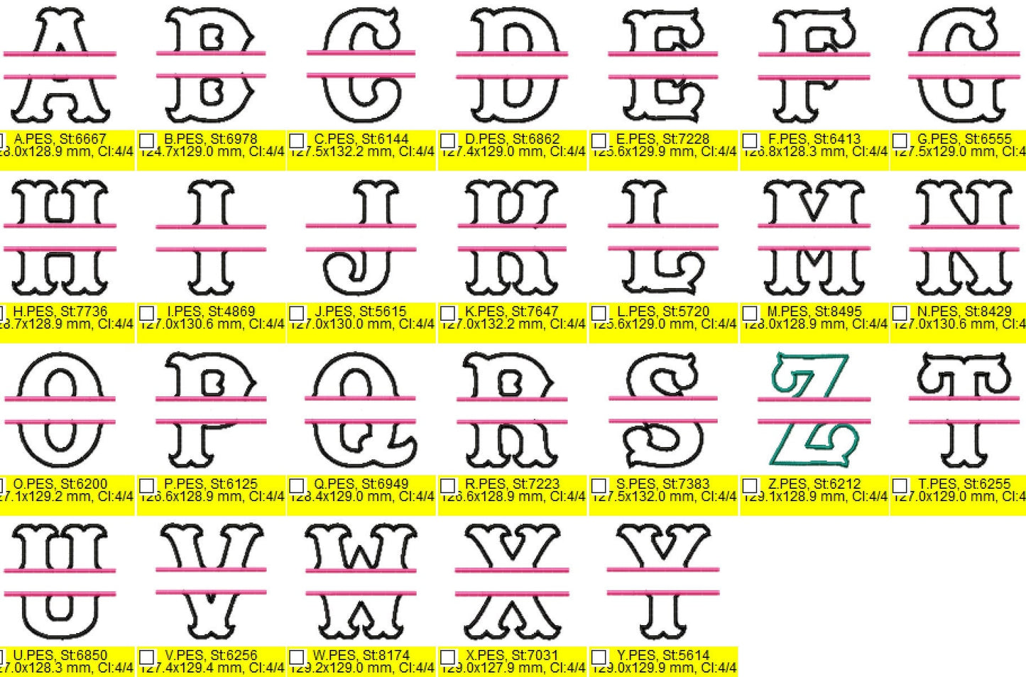 Split Font machine embroidery applique Designs Monogram Set mini font