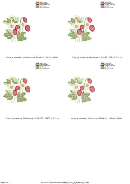 Cross stitch Strawberry Wild Strawberries woodland forest garden