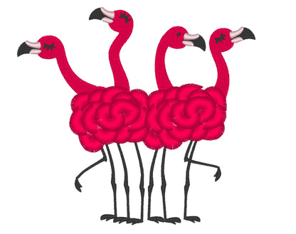 Fringed Fluffy Flamingo Flock of 4