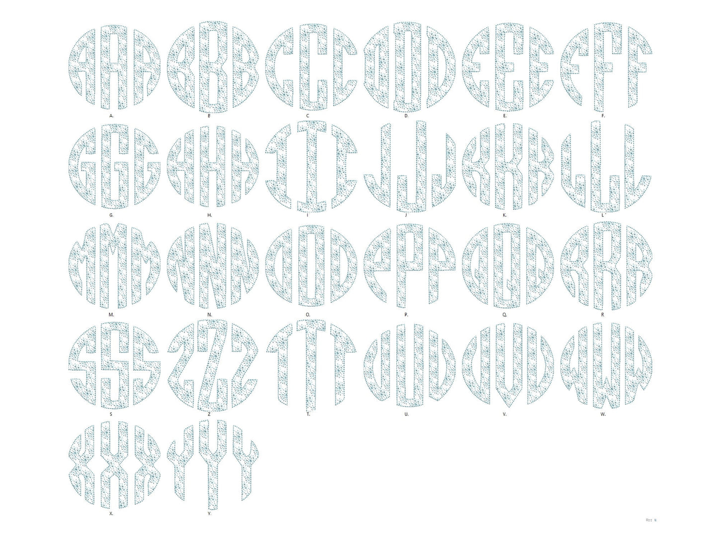 Snowflake Monogram A-Z, awesome winter frozen snow three letters circle
