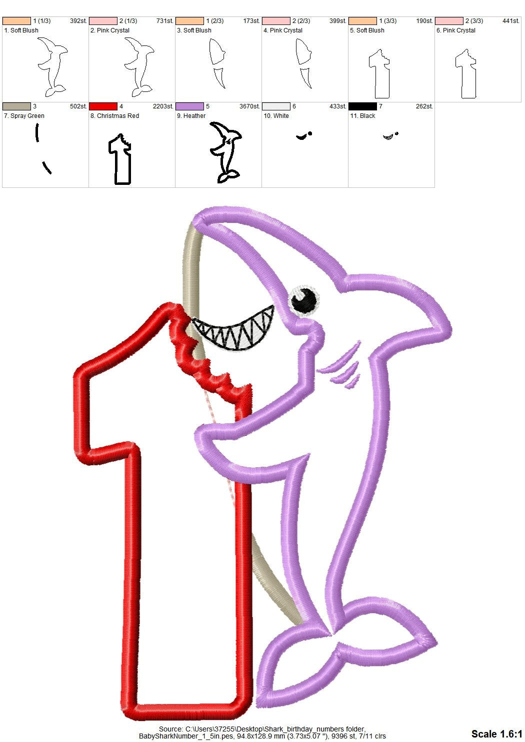 Baby Shark Birthday Number 1 One