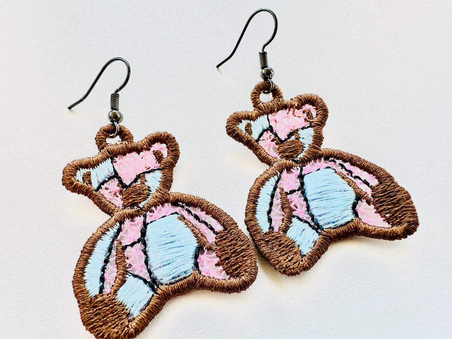 Patchwork Teddy Bear Earrings or Charm