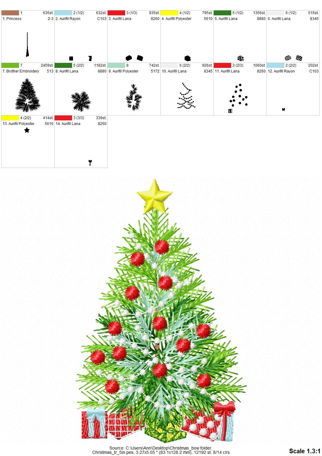 Vintage Old Fashioned Christmas Tree with Lights and Gifts