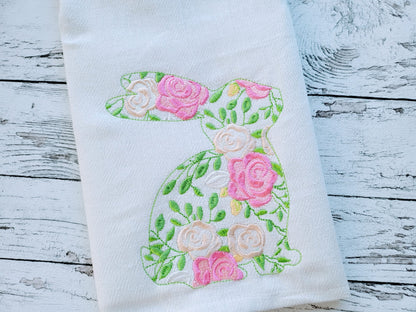 Floral Easter Bunny Silhouette