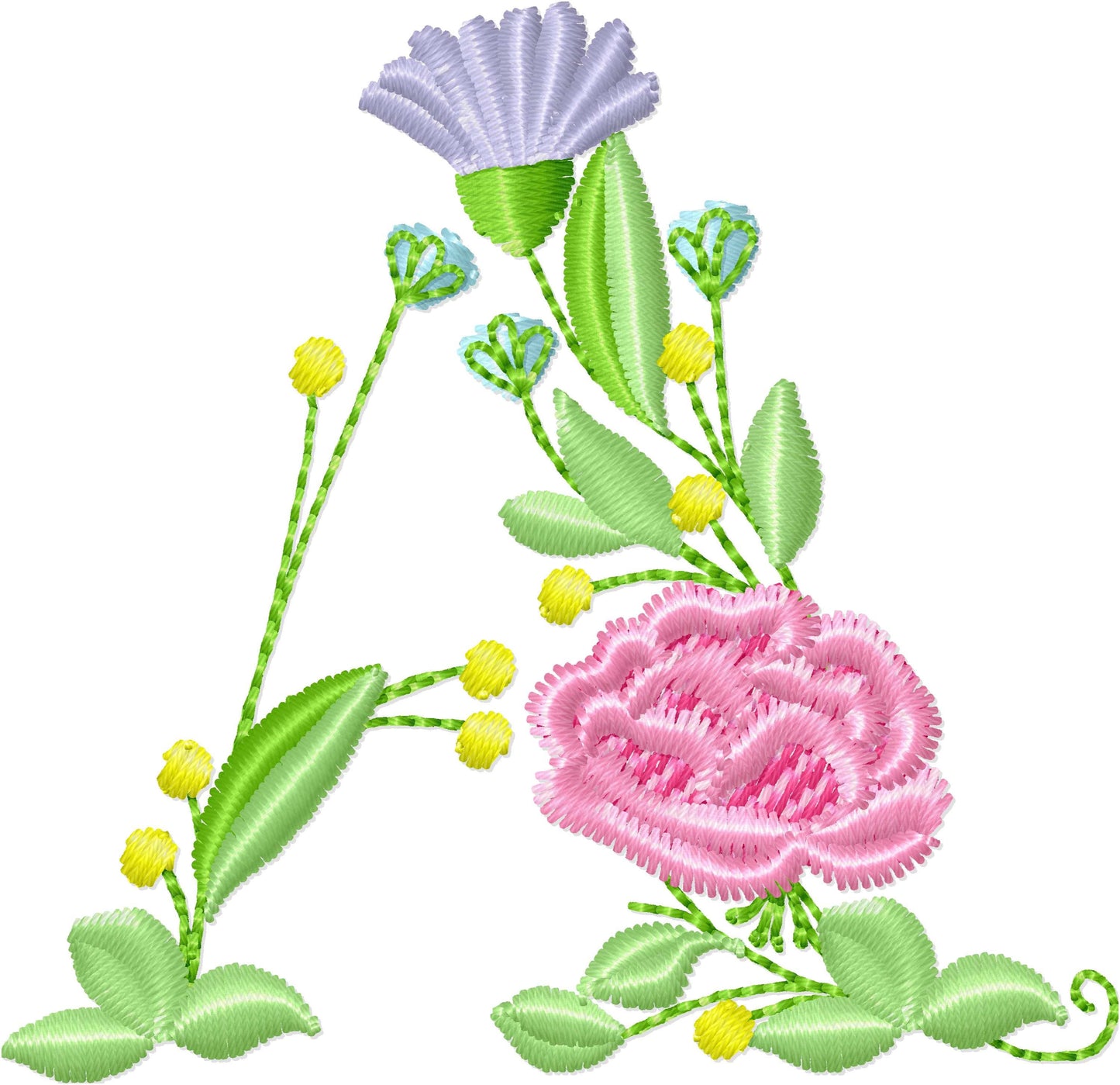 Block Floral Font Uppercase Letters