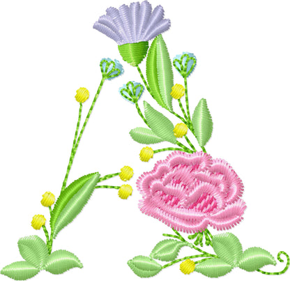 Block Floral Font Uppercase Letters