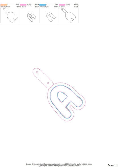 Puffy Puff Foam Bubble Monogram Keychain ITH