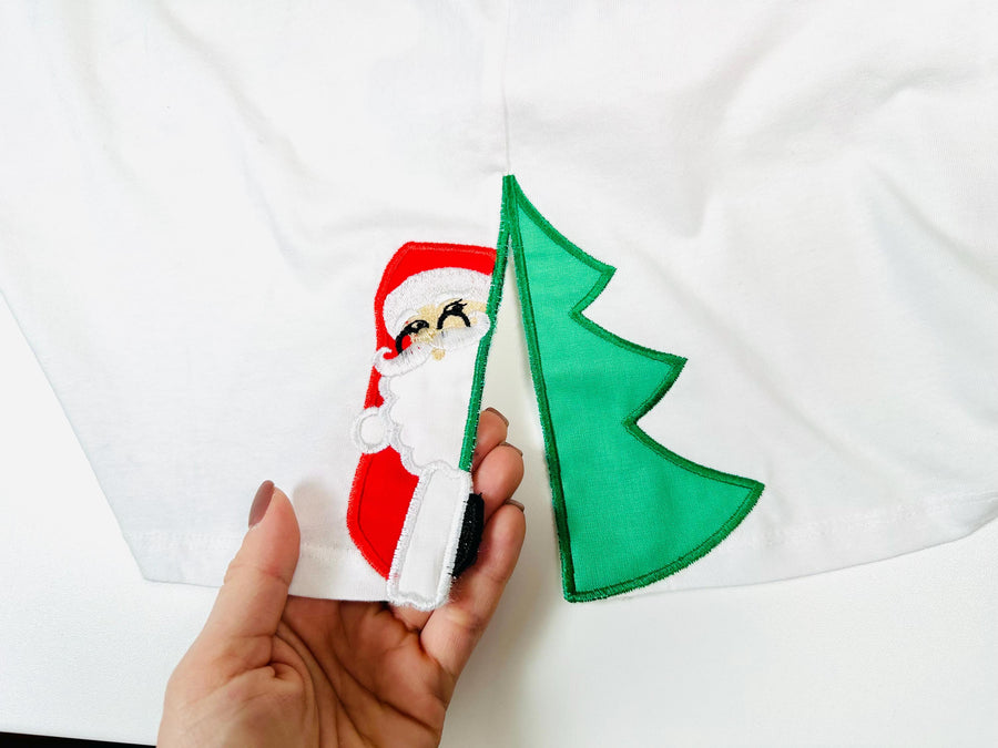 Christmas Tree And Santa Split Applique