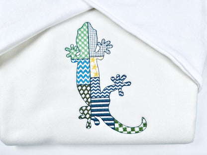 Patchwork Lizard Gecko animal silhouette patterned outline small dragon